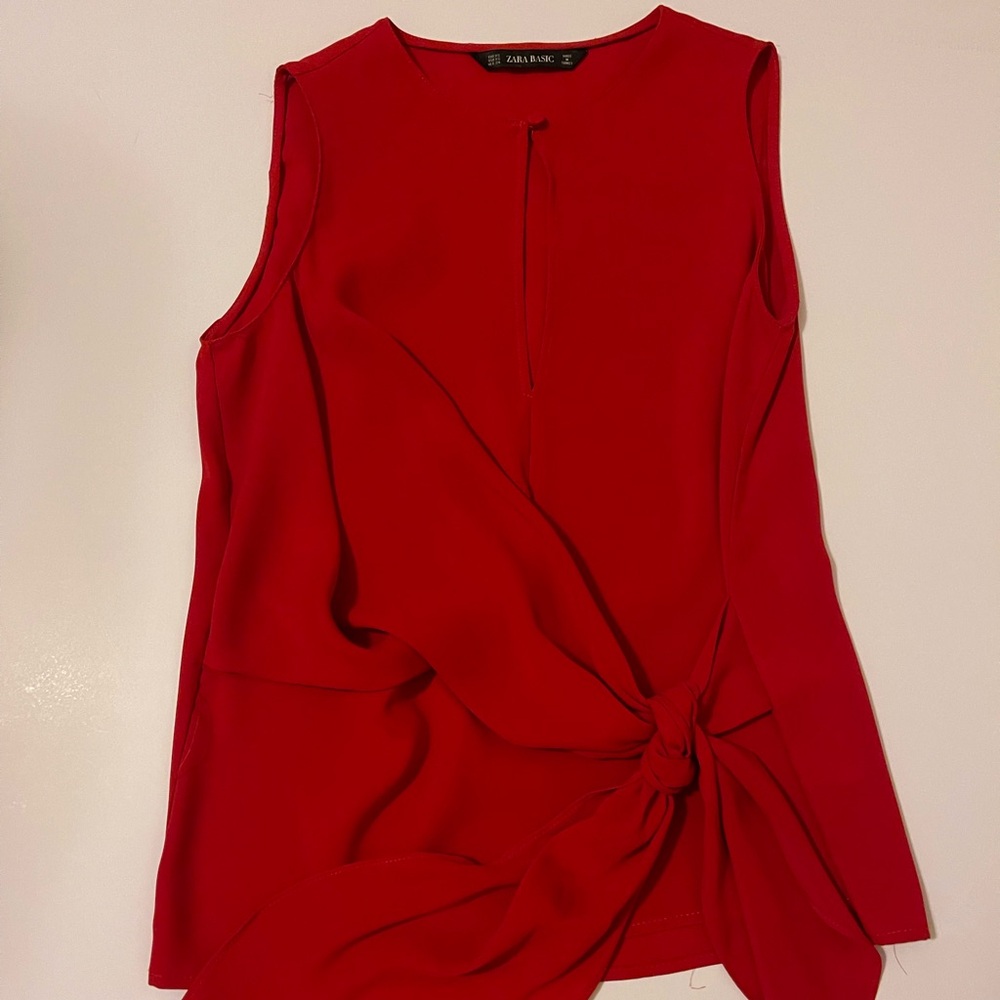 Zara Asymmetrical Red Sleeveless Dress